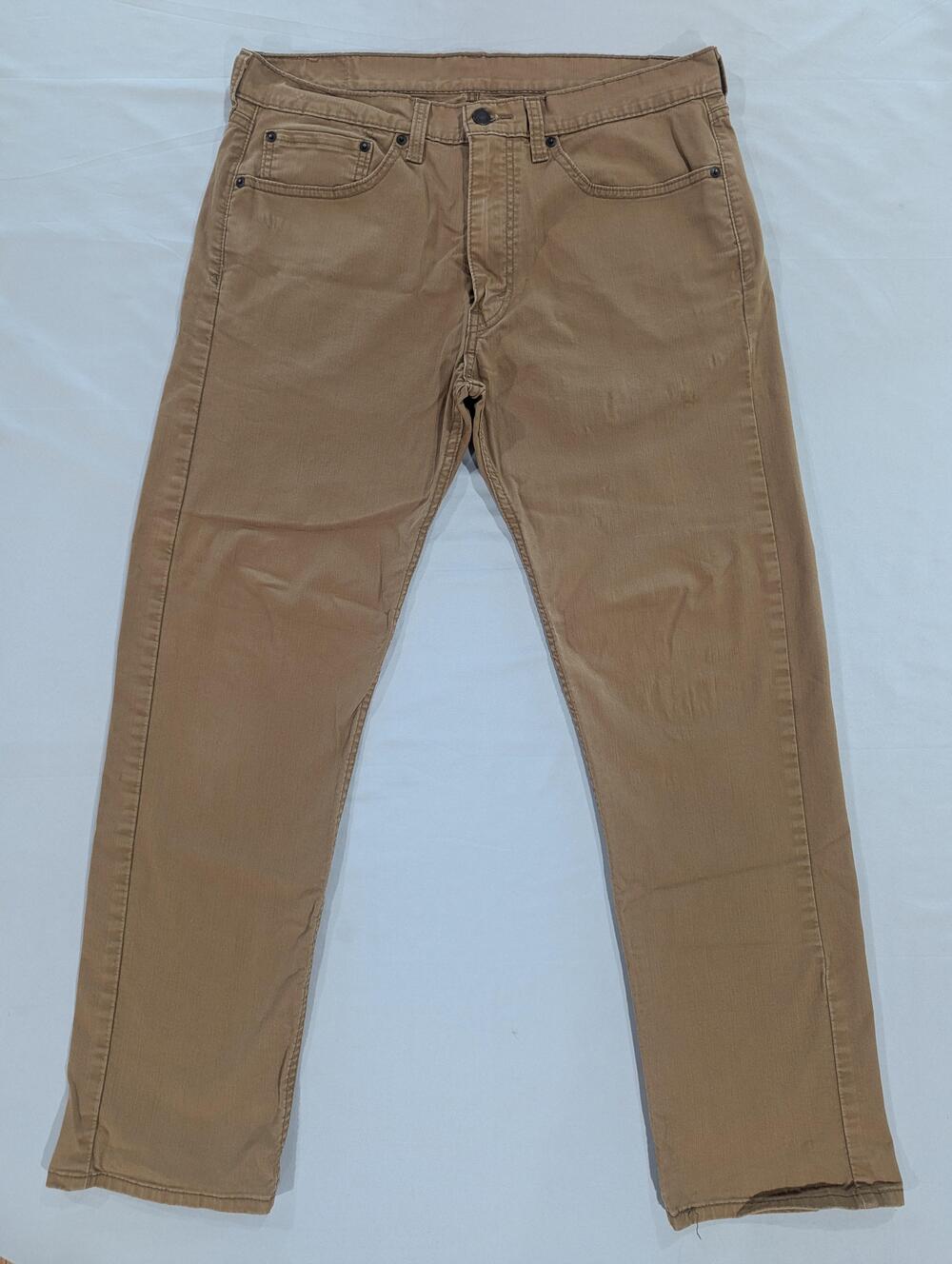 Levi's 505 Jeans Mens 34x32 Beige Khaki Regular Straight Stretch Zip Fly Denim